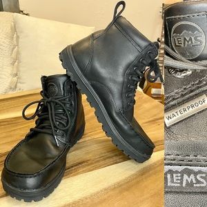 LEMS Black Lace Up Boots for Women